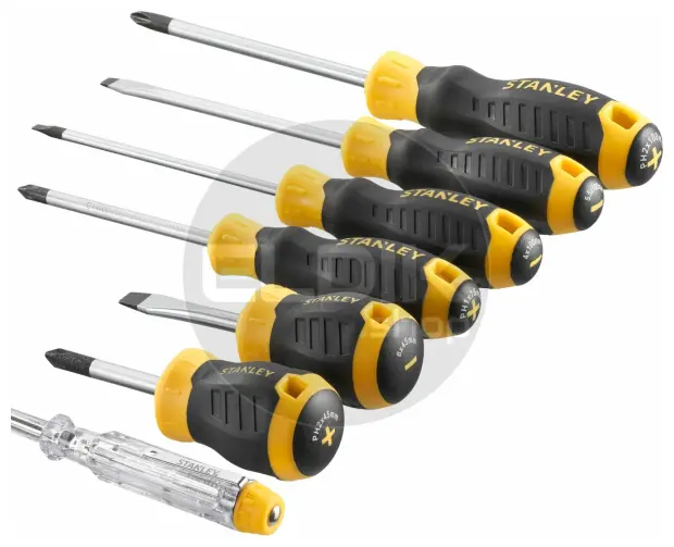 Stanley STHT16166-0 Cushiongrip Schroevendraaierset 7-delig: PH, Parallel, Standaard, Spanningszoeker