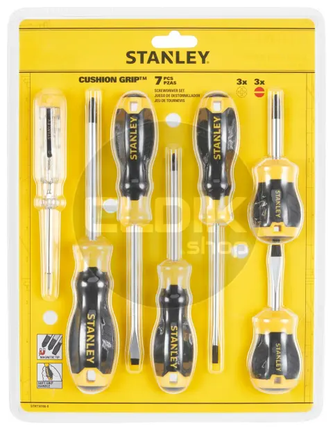 Stanley STHT16166-0 Cushiongrip Schroevendraaierset 7-delig: PH, Parallel, Standaard, Spanningszoeker