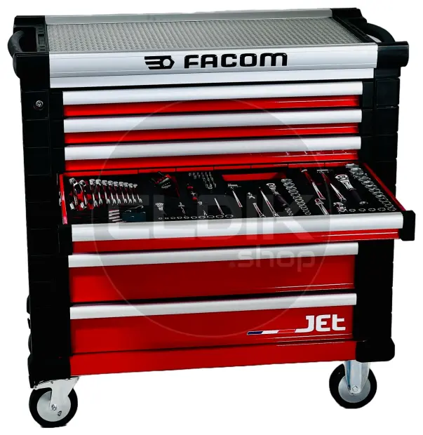 Facom JETCMM215BNL Gevulde gereedschapswagen 8 Laden | 215-delig in Foam inlay | Rood