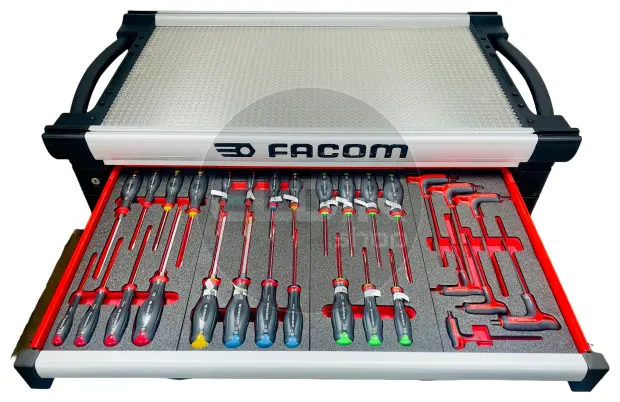 Facom JETCMM215BNL Gevulde gereedschapswagen 8 Laden | 215-delig in Foam inlay | Rood