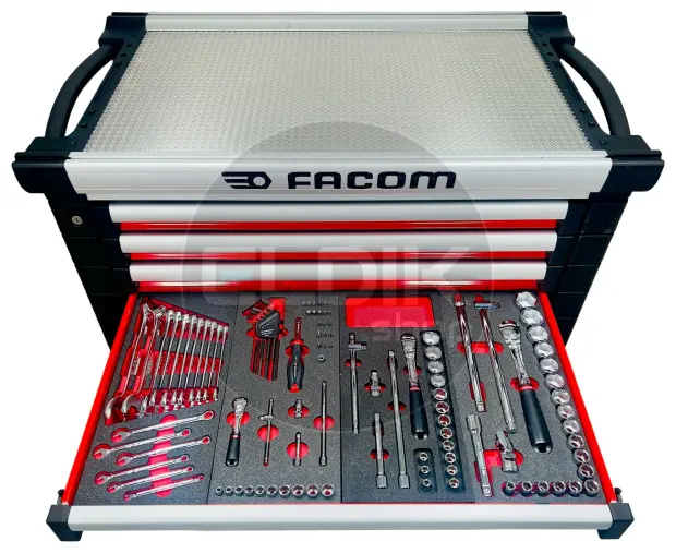 Facom JETCMM215BNL Gevulde gereedschapswagen 8 Laden | 215-delig in Foam inlay | Rood