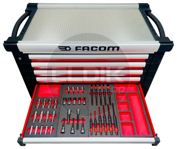 Facom JETCMM215BNL Gevulde gereedschapswagen 8 Laden | 215-delig in Foam inlay | Rood