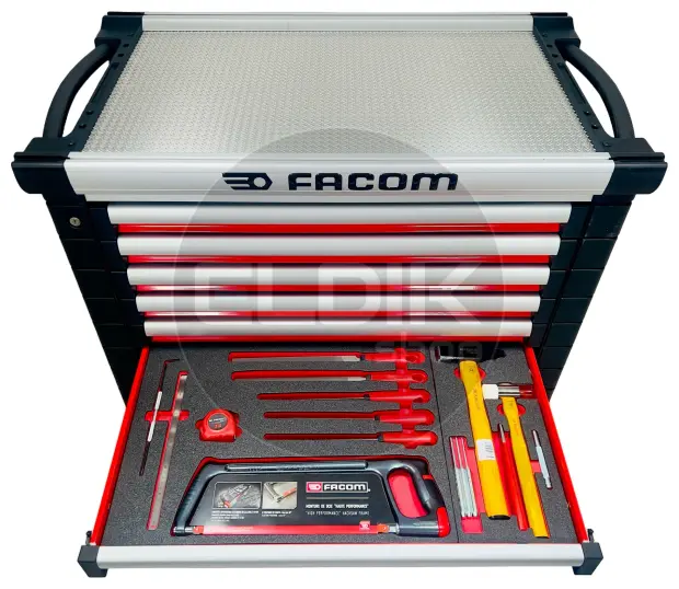 Facom JETCMM215BNL Gevulde gereedschapswagen 8 Laden | 215-delig in Foam inlay | Rood