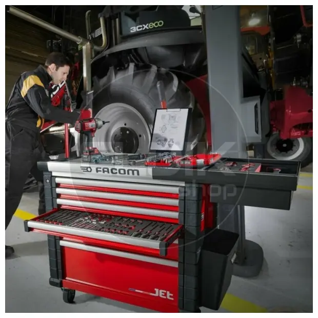 Facom JETCMM215BNL Gevulde gereedschapswagen 8 Laden | 215-delig in Foam inlay | Rood