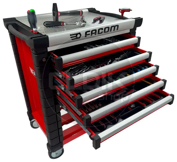 Facom JETCM175BNL Gevulde gereedschapswagen 8 laden | 175-delig in kunststof inlay | Rood