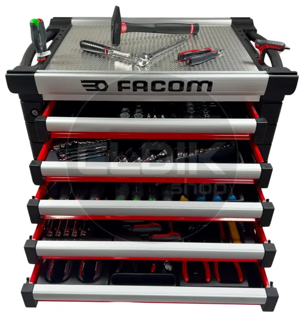 Facom JETCM175BNL Gevulde gereedschapswagen 8 laden | 175-delig in kunststof inlay | Rood