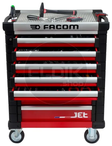Facom JETCM175BNL Gevulde gereedschapswagen 8 laden | 175-delig in kunststof inlay | Rood