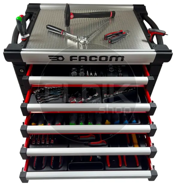 Facom JETCM175BNL Gevulde gereedschapswagen 8 laden | 175-delig in kunststof inlay | Rood