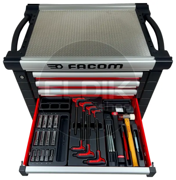 Facom JETCM175BNL Gevulde gereedschapswagen 8 laden | 175-delig in kunststof inlay | Rood