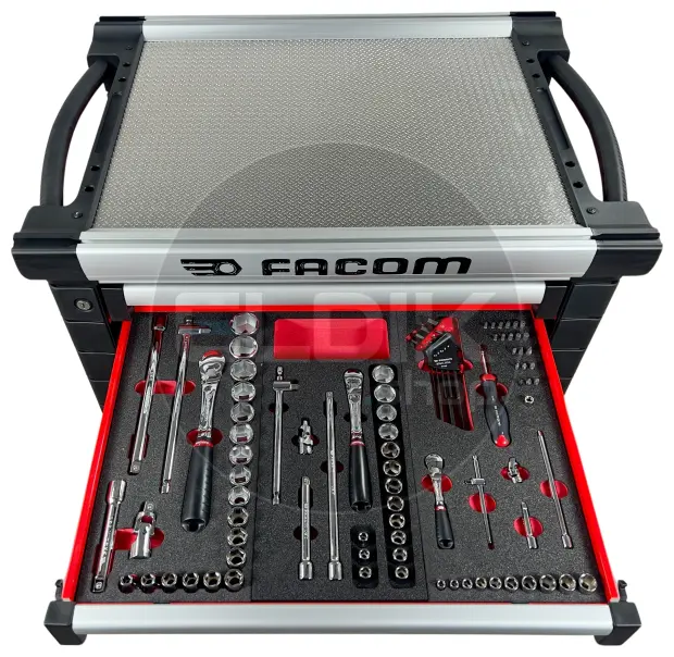 Facom JETCMM150BNL Gevulde gereedschapswagen 8 Laden | 150-delig in Foam inlay | Rood