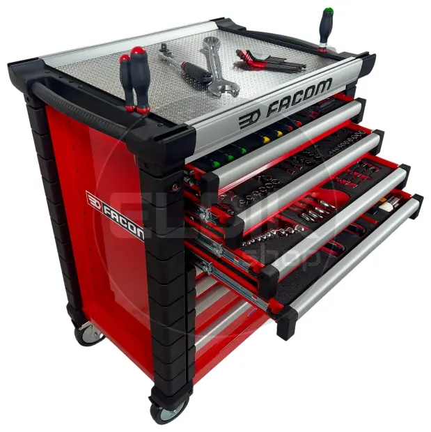 Facom JETCMM150BNL Gevulde gereedschapswagen 8 Laden | 150-delig in Foam inlay | Rood