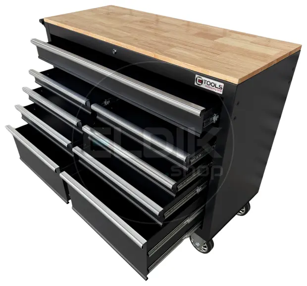 E-Tools 170848 117 cm Verrijdbare Werkbank met Houten Werkblad