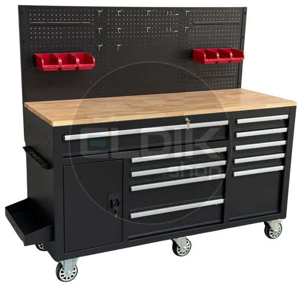 E-Tools 170855 157 cm Verrijdbare Werkbank met Achterwand