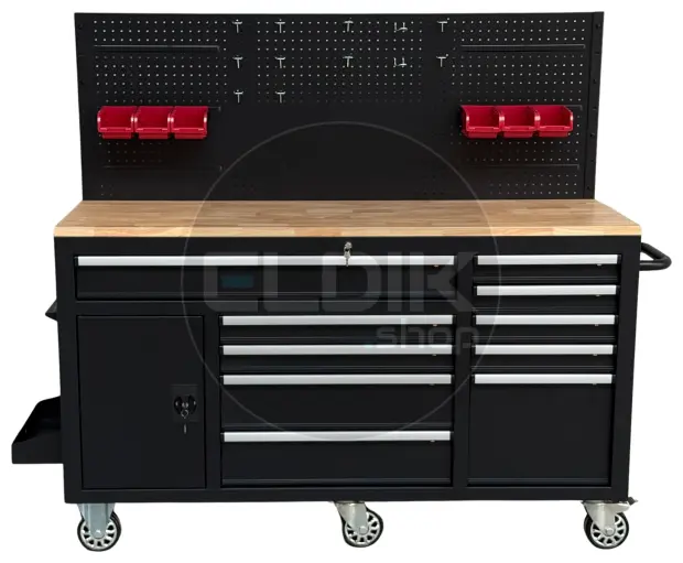 E-Tools 170855 157 cm Verrijdbare Werkbank met Achterwand
