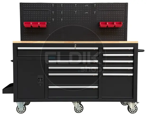 E-Tools 170855 157 cm Verrijdbare Werkbank met Achterwand