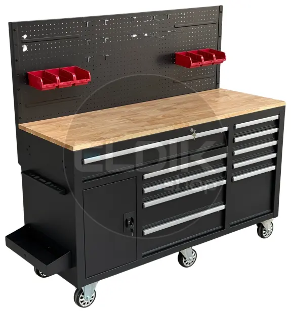 E-Tools 170855 157 cm Verrijdbare Werkbank met Achterwand