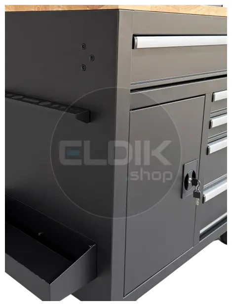 E-Tools 170855 157 cm Verrijdbare Werkbank met Achterwand