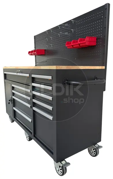 E-Tools 170855 157 cm Verrijdbare Werkbank met Achterwand