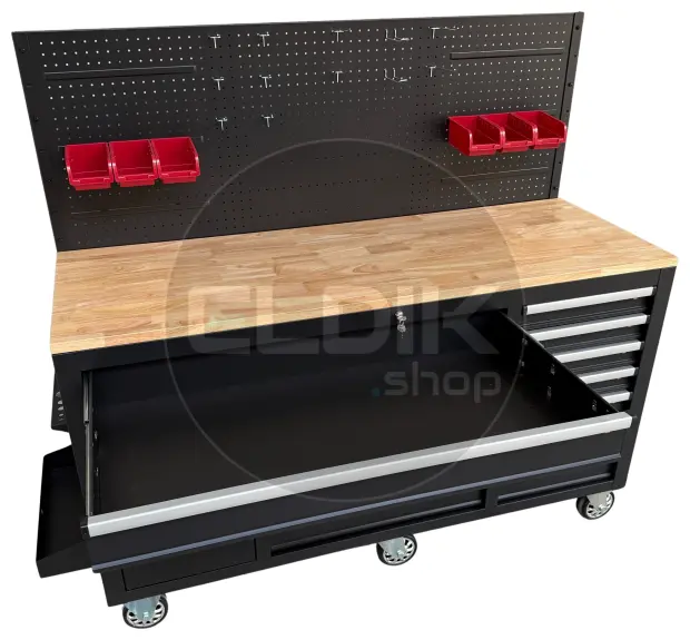 E-Tools 170855 157 cm Verrijdbare Werkbank met Achterwand