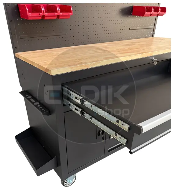 E-Tools 170855 157 cm Verrijdbare Werkbank met Achterwand
