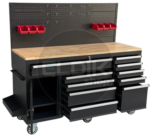 E-Tools 170855 157 cm Verrijdbare Werkbank met Achterwand