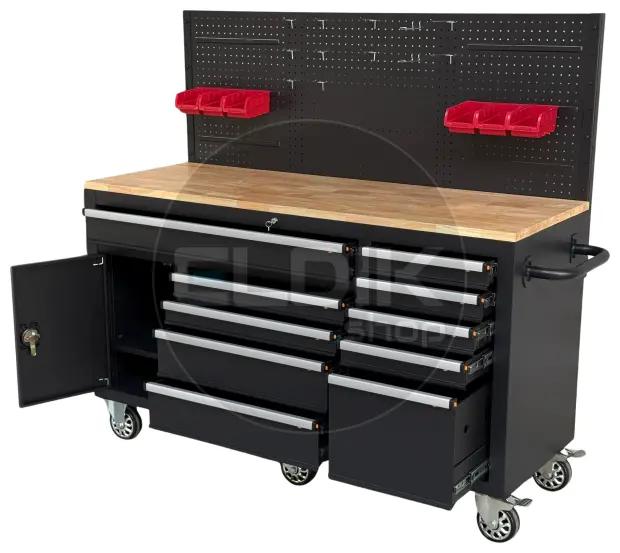 E-Tools 170855 157 cm Verrijdbare Werkbank met Achterwand