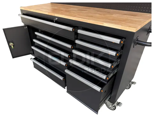 E-Tools 170855 157 cm Verrijdbare Werkbank met Achterwand