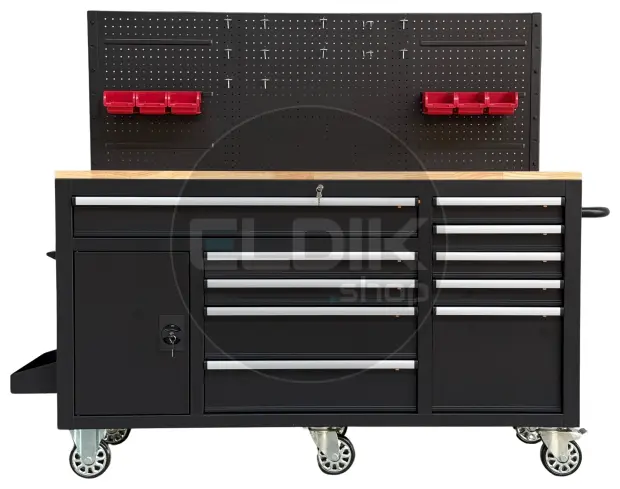 E-Tools 170855 157 cm Verrijdbare Werkbank met Achterwand