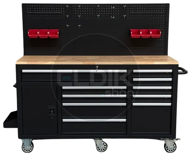 E-Tools 170855 157 cm Verrijdbare Werkbank met Achterwand