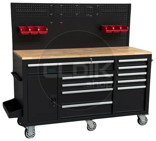 E-Tools 170855 157 cm Verrijdbare Werkbank met Achterwand