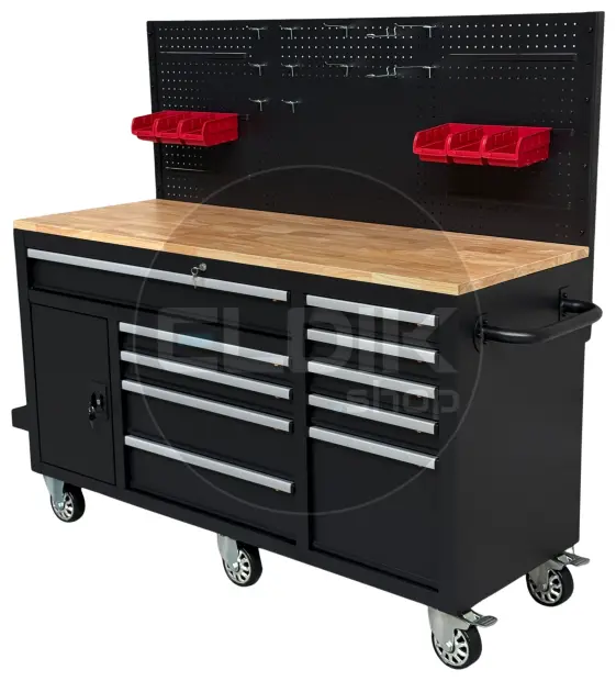 E-Tools 170855 157 cm Verrijdbare Werkbank met Achterwand