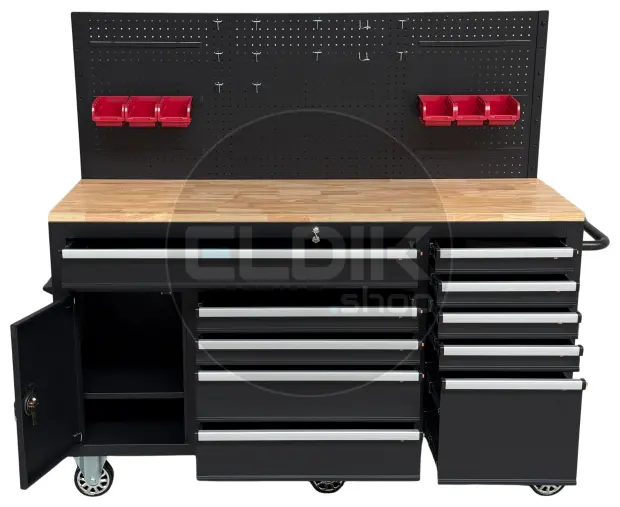 E-Tools 170855 157 cm Verrijdbare Werkbank met Achterwand