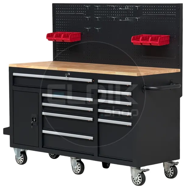 E-Tools 170855 157 cm Verrijdbare Werkbank met Achterwand