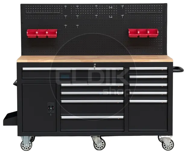 E-Tools 170855 157 cm Verrijdbare Werkbank met Achterwand