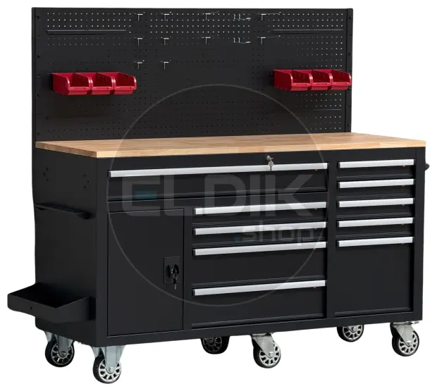 E-Tools 170855 157 cm Verrijdbare Werkbank met Achterwand