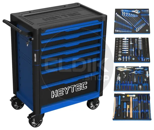 Heytec 50811322700 Gevulde gereedschapswagen 7 laden | 132 Delig in Foam inlay | Blauw