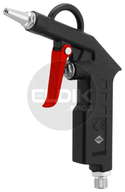 Airpress 4300001 Blaaspistool aluminium met korte nozzle 20 mm en insteeknippels max 12 bar in blister