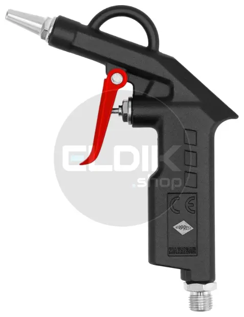Airpress 4300001 Blaaspistool aluminium met korte nozzle 20 mm en insteeknippels max 12 bar in blister