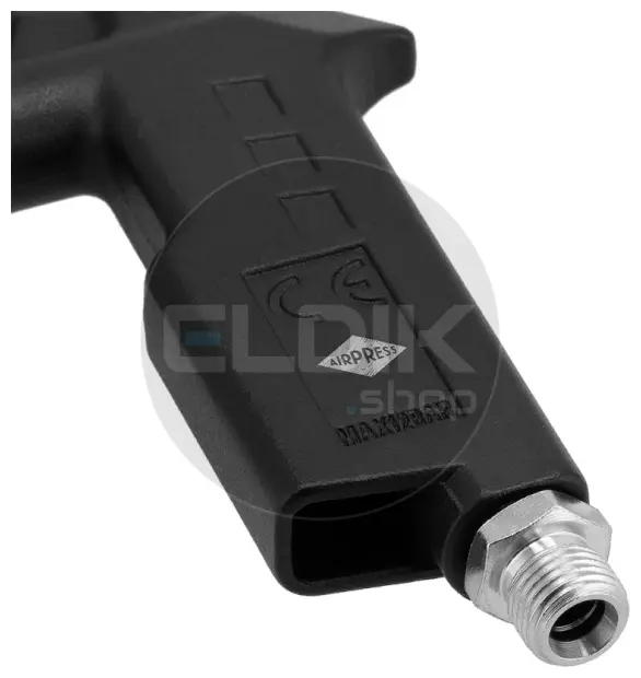Airpress 4300001 Blaaspistool aluminium met korte nozzle 20 mm en insteeknippels max 12 bar in blister