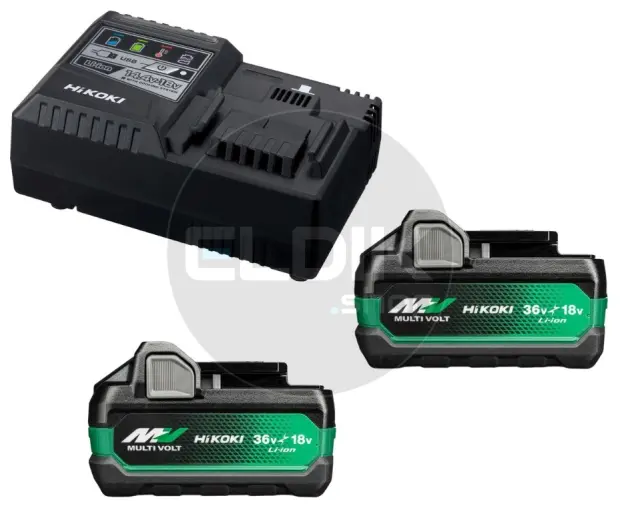 Hikoki UC18YSL3WHZ Booster Pack 2 x Multi-Volt A accu's 5Ah 18V / 2,5Ah 36V + snellader UC18YSL3