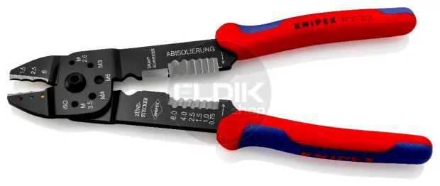 Knipex 97 21 215 Multifunctionele Krimptang voor Kabelschoenen 0,5–6,0 mm²