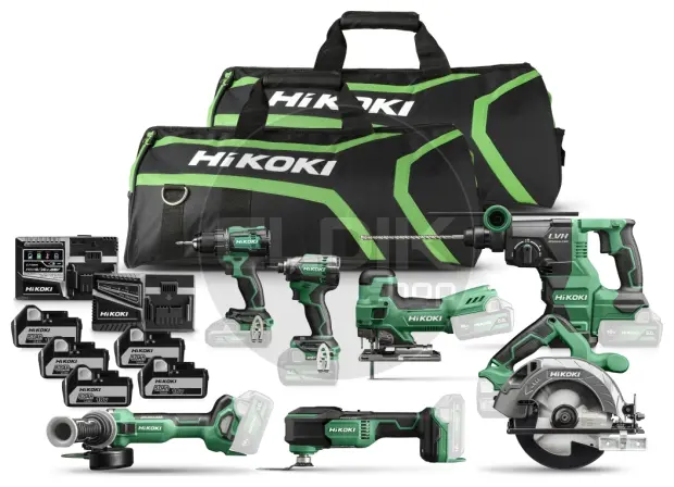 Hikoki KC18H7A-504 Combiset 7 x 18V machine met gereedschaptas / Inclusief 5x 5.0Ah accu en snellader
