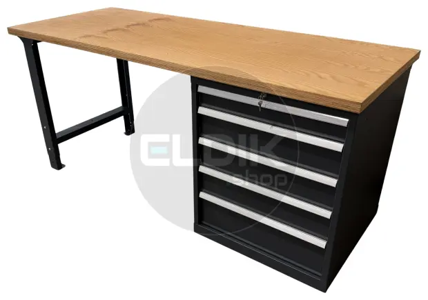 E-Tools | premium line 77748 Werkbank met Kast | B2000 x D800 x H890 mm | 5 laden