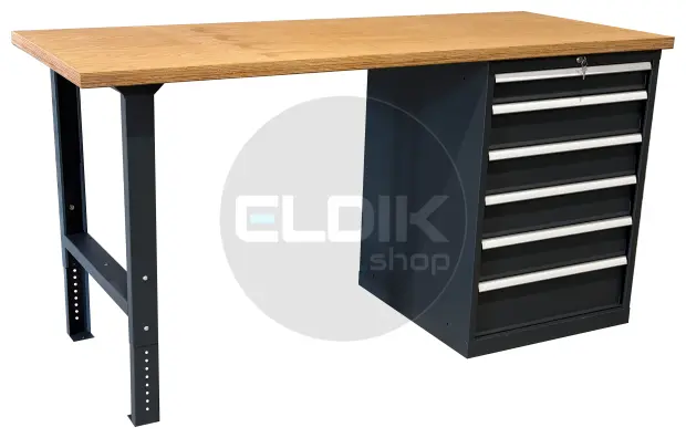 E-Tools | premium line 77755 Werkbank met Kast | B2000 x D800 x H1040 mm | 6 laden