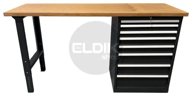 E-Tools | premium line 77762 Werkbank met Kast | B2000 x D800 x H1040 mm | 8 laden