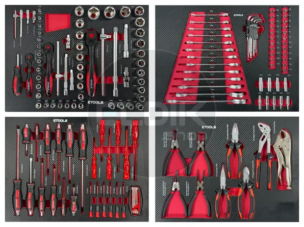 E-Tools 171203 154 Delige Gevulde Gereedschapswagen + HiKOKI 18V Combiset