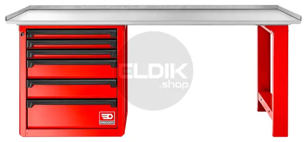 Facom RWS2-2MG6D Werkbank met Kast | Rood - Metalen Blad