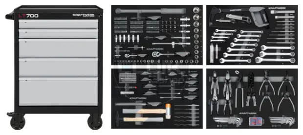 Kraftwerk 102.105.203 Gevulde Gereedschapswagen 5 Laden | 337-Delig in Foam inlay