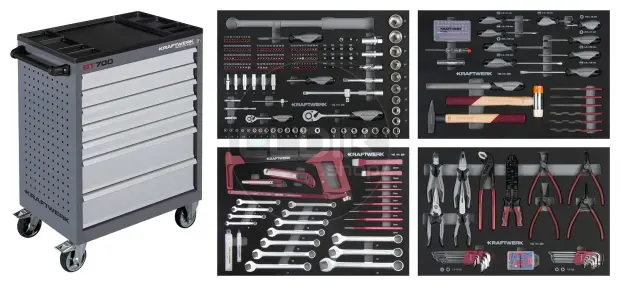 Kraftwerk 102.117.103 Gevulde Gereedschapswagen 7 Laden | 337-Delig in Foam inlay