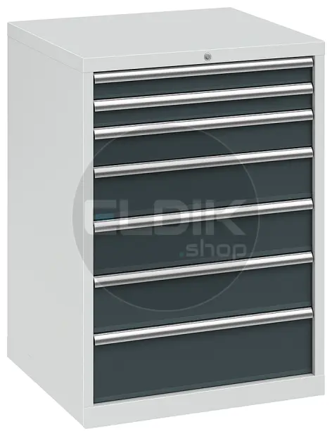 E-Tools | premium line 71937 Werkplaatskast | B717 x D640 x H1000 | 7 laden | Lichtgrijs/Antraciet